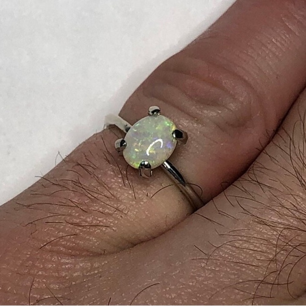 The “Libra” Handmade Sterling Silver Opal Ring | Dainty & Elegant oct birthstone - Picture 5 of 5